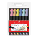 Caneta Lettering Brush Pen Faber Castell Pastel Com 6 Cores