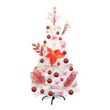 Árbol Navidad Canadian Blanco 1,20 Kit Lujo 31 Pzas - Sheshu Color Rojo