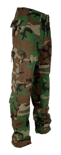 Pantalón Táctico Cargo Corte Acu Camuflado Woodland-selva