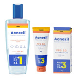 Kit Facial Acnezil Sabonete Líquido + Protetor Solar Fps 30