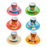 Set X3 Plato Vaso Bowl Infantil Animales Melamina Mundotoys