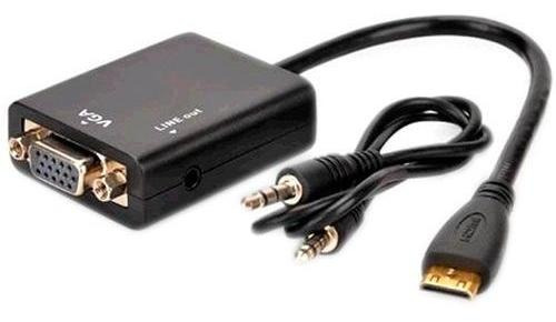 Cabo Hdmi Macho Para Hdb15 Fêmea + Áudio