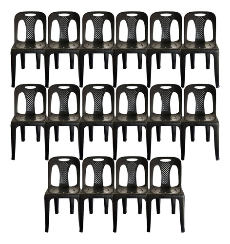 16 Cadeiras Plástica Preta Bistrô Reforçada Resistente