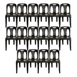 16 Cadeiras Plástica Preta Bistrô Reforçada Resistente