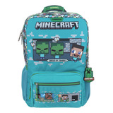 Mochila Escolar Grande Chenson Primaria Minecraft Zombie Mc65606-9 Graviola Color Azul