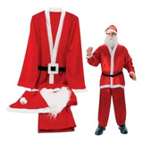 Roupa Papai Noel Fantasia Natal Completo 5 Peças Veludo Luxo