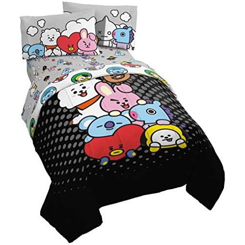 Line Friends Bt21 Pyramid Juego De Cama Individual De 4...