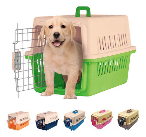 Pet King - Transportadora Para Perro Gato Jaula Mascota Kennel Xchico 48cm Color Verde