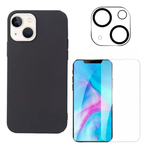 Combo Funda Tpu Para iPhone 13 Mini+protector Camara+vidrio