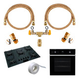 Kit Mangueira Cobre 1,00mt Cooktop Forno Gás Encanado Gn Glp