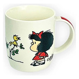 Taza Con Diseño De Mafalda (cerámica) Y Alcancía Metalica.