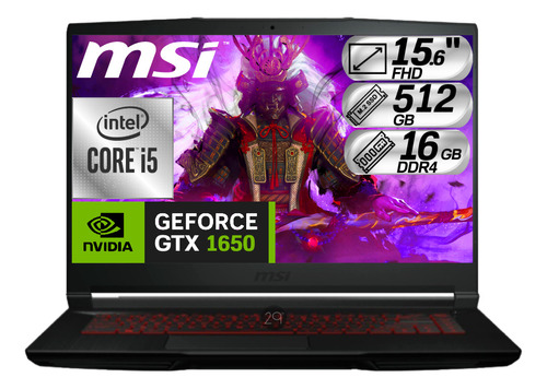 Portatil Msi Gamer Core I5 Nvidia Gtx1650 Ssd 512gb Ram 16gb
