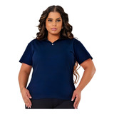 T-shirt Feminina Luxo Gola Polo Plus Size Gordinha Blusa