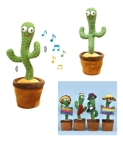 Juguete Peluche Muñeco Cactus Bailarin Imita Voz Recargable