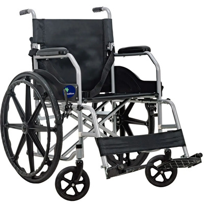 Silla De Ruedas Plegable Acero Reforzada Descansabrazos Acojinados Respaldo Abatible Neumática Todoterreno Bolso Trasero Porta Objetos | Meses sin interés