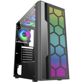 Gabinete Gamer K Mex Cg-02tt Rgb Multiverso Aura Sem Fans Cor Preto