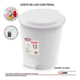 Lixeira Cozinha Banheiro Pedal Redondo Branco 12 Litros