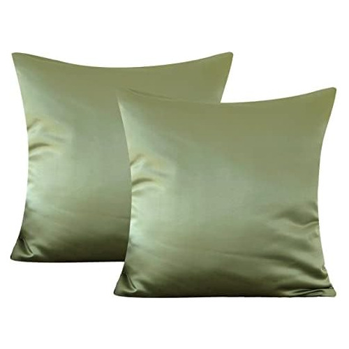 Fundas De Almohada Satinadas De Alta Calidad Verde Salv...