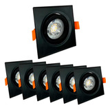 Kit 10 Spot Super Led 7w Quadrado Direcionavel Preto Frio