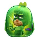 Mochila Kinder Preescolar Rigida Pj Masks Gecko Heroes En Pijama Color Verde Lima Diseño De La Tela Pj Mask Gecko