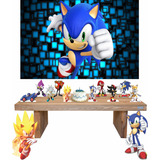 Sonic - Kit Display 8 De Mesa 2 De Chão + Painel Decorativo