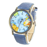 Reloj Pulsera Mapamundi Avion Varios Colores X 5 Oferta