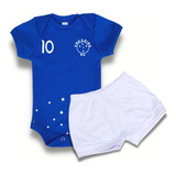 Conjunto Body Bebe Futebol Cruzeiro Premium 100% Algodão Nf