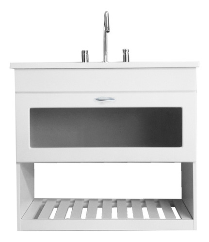 Vanitory Colgante Blanco Laqueado 80cm + Bacha Mesada P/baño