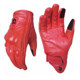 Guantes Para Motociclista De Piel Rojos Protecciones Y Touch