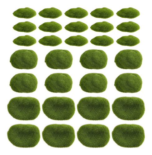 Rocas Con Musgo Verde Artificial Para Decoración, 30 Piezas