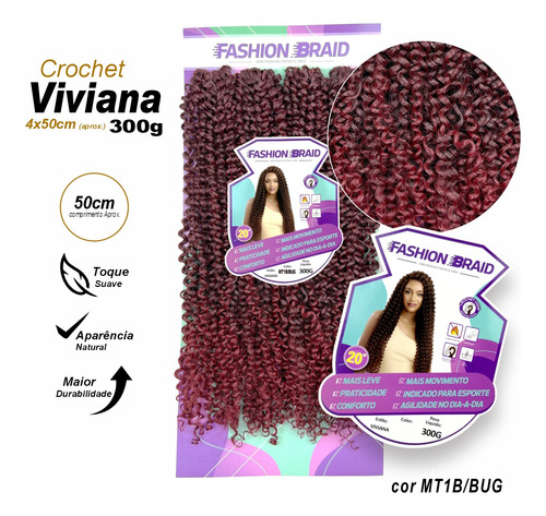 Cabelo Viviana P/ Crochet Braid Orgânico Cacheado 300g 60cm