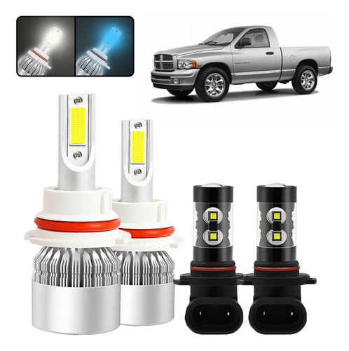 Kit Focos Led 9007 9006 Para Dodge Ram 1500 Pickup 2002-2005