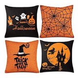 Fundas Para Cojines Estilo Halloween 18 X 18 Pulgadas 4 Pcs