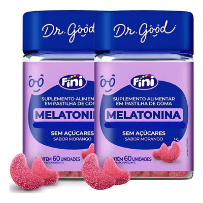 Kit Melatonina Em Gummys Sabor Morango Fini Dr.good 0.21mg - 2 Un | Frete grátis
