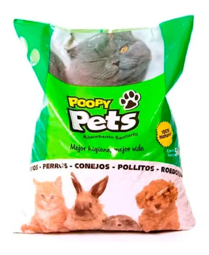 Poopy Pets Pellet Absorbente Sanitario Perro Gato Roedor 5kg