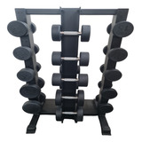 Set De Mancuernas Redondas De 5-50lb Con Rack