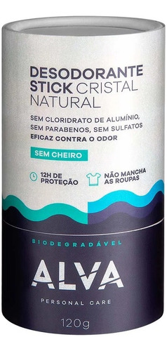 Desodorante Natural  Stick Crystal Sensitive Pedra 120g Alva