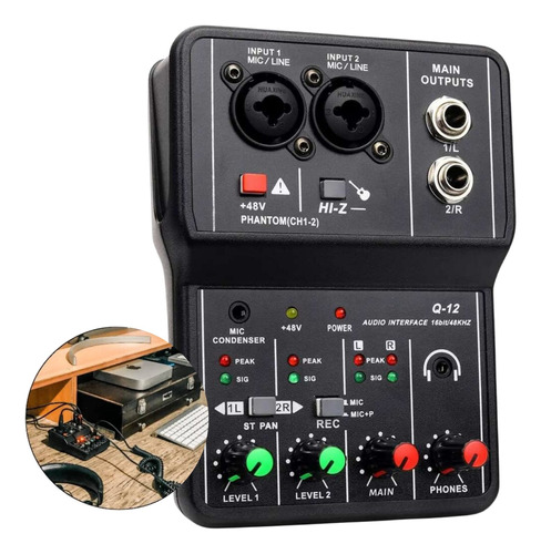 Mesa De Som Mixer Profissional Placa Interface De Audio Usb 