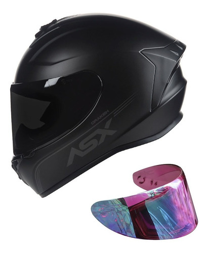 Capacete Asx Draken Vector Monocolor Preto Fosco + Viseira