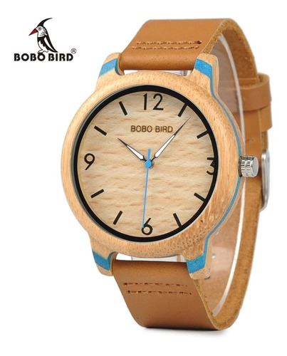 Reloj Hombre De Madera De Bambu Bobo Bird Correa De Piel