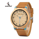 Reloj Hombre De Madera De Bambu Bobo Bird Correa De Piel