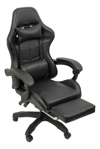 Silla Gamer Pc Escritorio Ergonomica Sillon Oficina Gaming Color Negro Material Del Tapizado Cuero Sintético