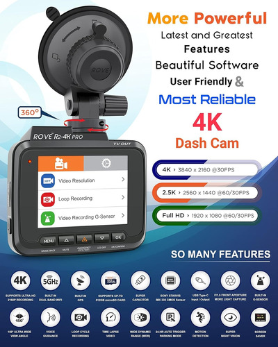 Rove R2-4k Pro Dash Cam Gps Wifi 6 2k 4k Grabador Vehicular Foto 7