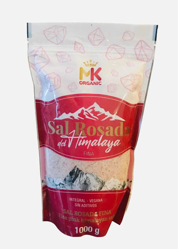 Sal Rosa Del Himalaya Fina Integral Vegana Sin Aditivos 1kg