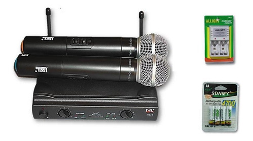 Microfone Profissional Sem Fio Duplo Com Carregador/pilhas