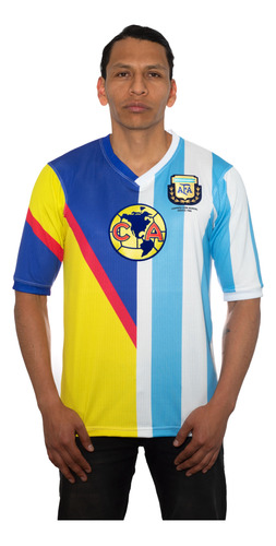 Jersey Retro América-argentina Maradona Festejos 86 En Coapa