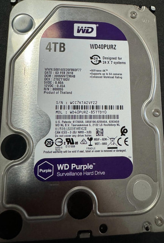 Disco Rigido Disco Duro 4tb Wd Purple Hdd