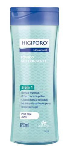 Tônico Adstringente Pele Com Acne Higiporo 120ml Davene