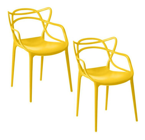 Kit 02 Cadeira Allegra Sala De Jantar Amarelo - D'rossi