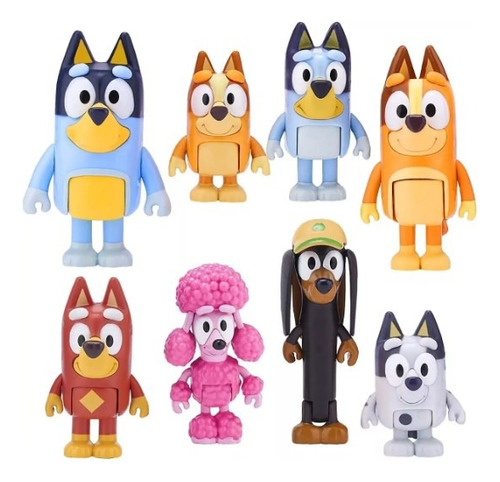 Bluey Set 8 Figuras Familia Personajes Juguete Para Niños